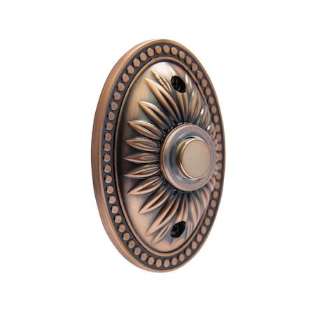 DP1230A Over-sized Wired Antique Copper Bronze Lighted Pushbutton Doorbell